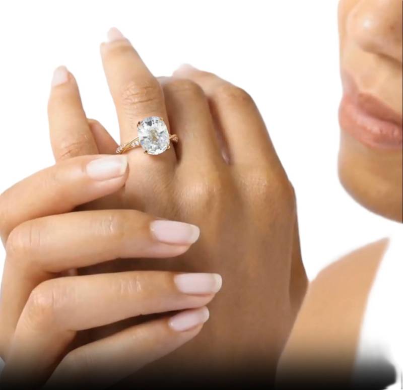 Elongated Cushion Shoulder Set Engagement Ring