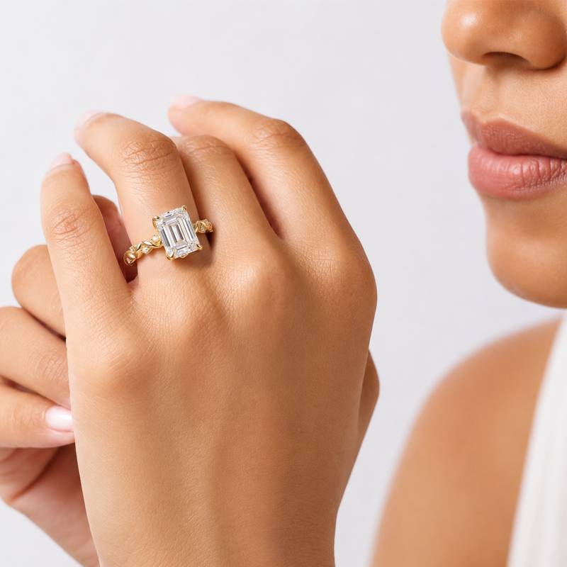 Emerald Shoulder Set Engagement Ring