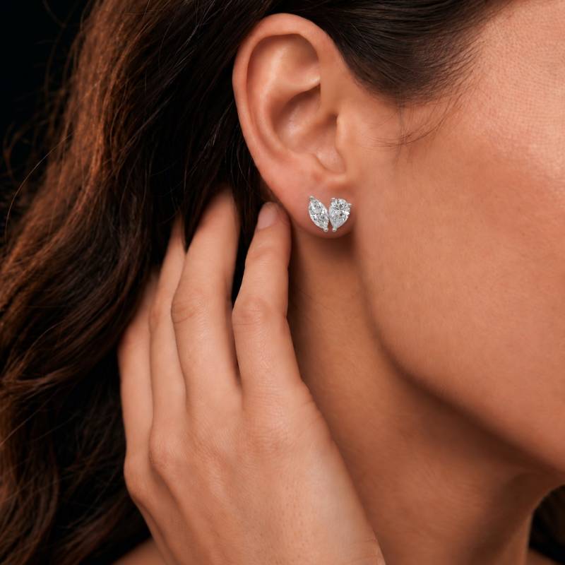 Toi Et Moi Marquise and Pear Diamond Earrings