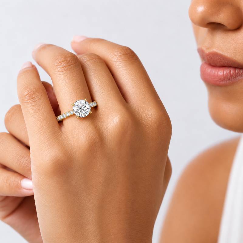 Round Diamond Shoulder Set Engagement Ring