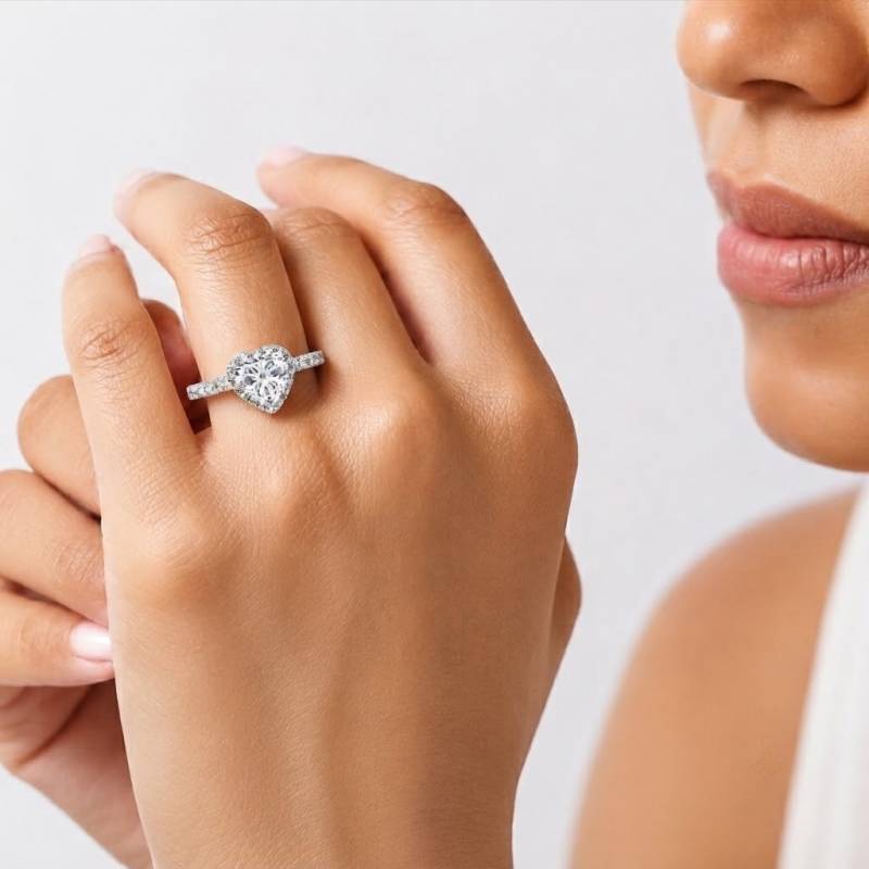 Heart Diamond Shoulder Set Engagement Ring