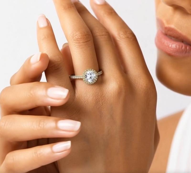 Round Diamond Halo Engagement Ring
