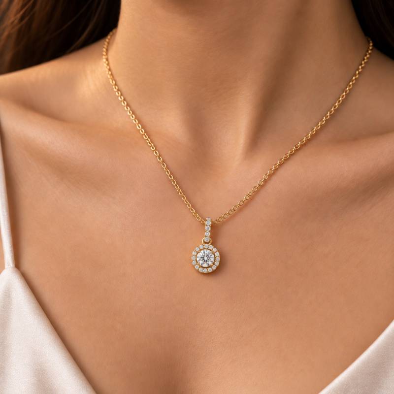 Round Diamond Halo Pendant