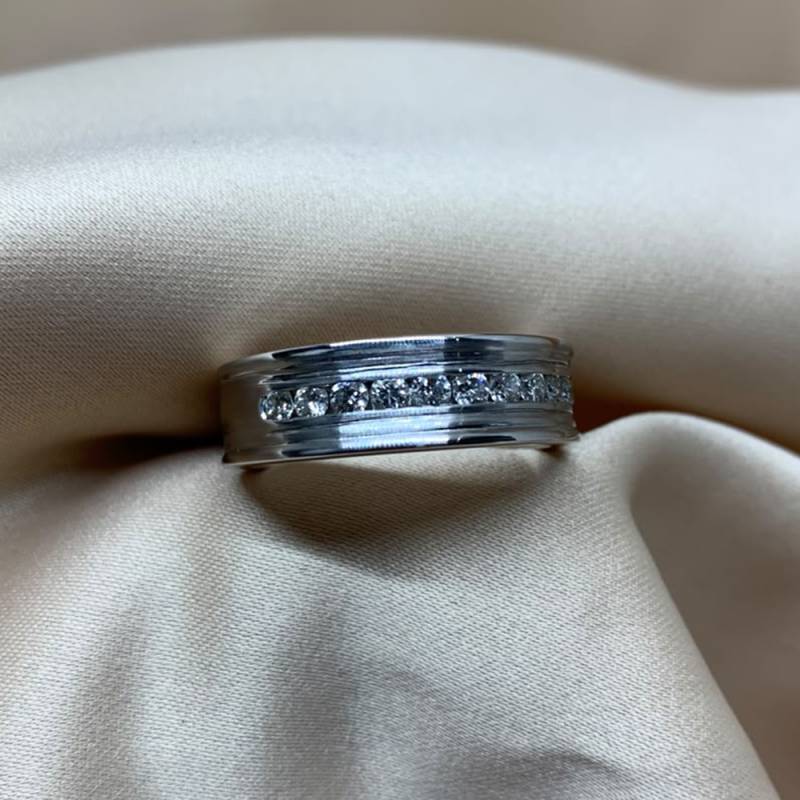 1.00ct SI/G Natural Round Diamond Gents Ring in 18k White Gold