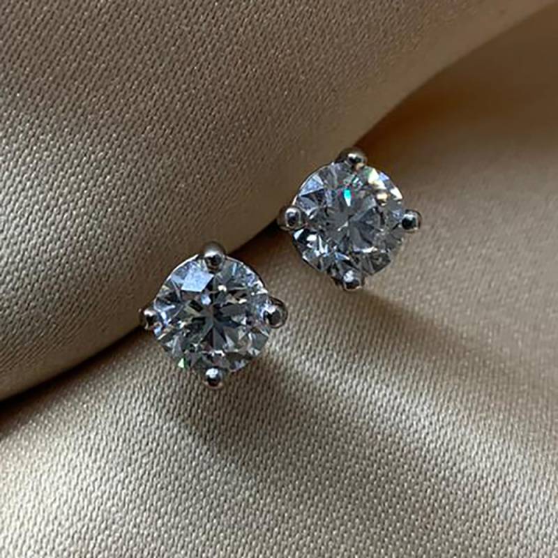 2.00ct VS2/G Natural Round Cut Diamond Stud Earrings in 18k White Gold