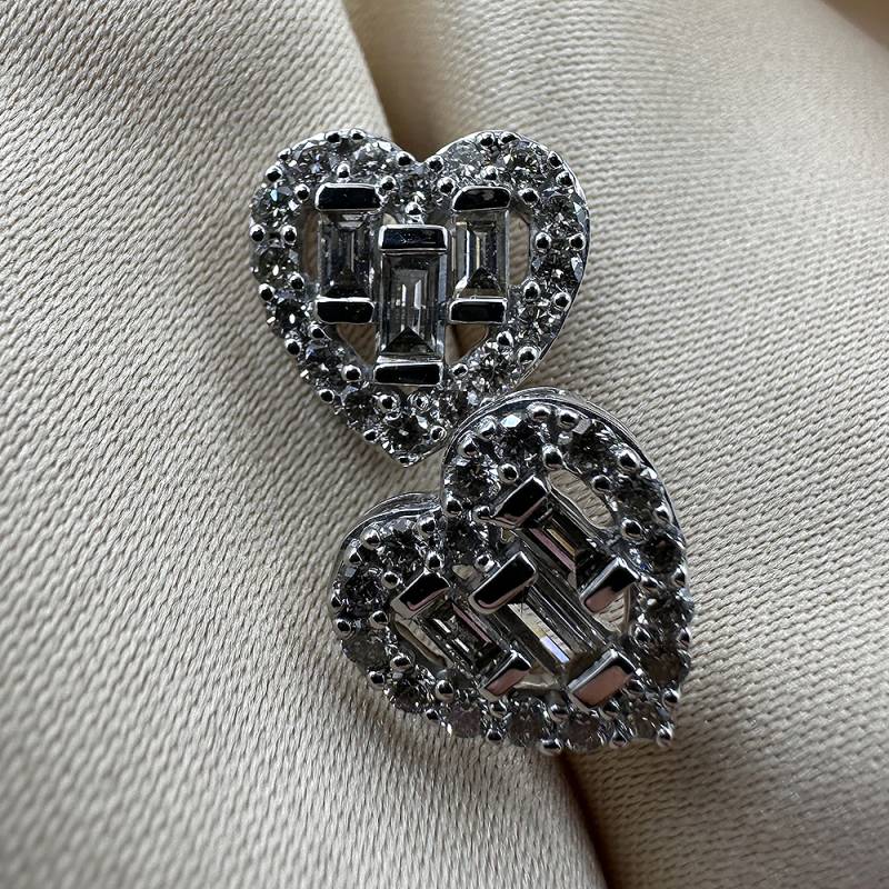 0.91ct SI/G-H Natural Round Diamond Cluster Earrings in 9k White Gold