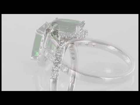 Smaragd- und Diamantring mit einzelner Halo-Schulterfassung