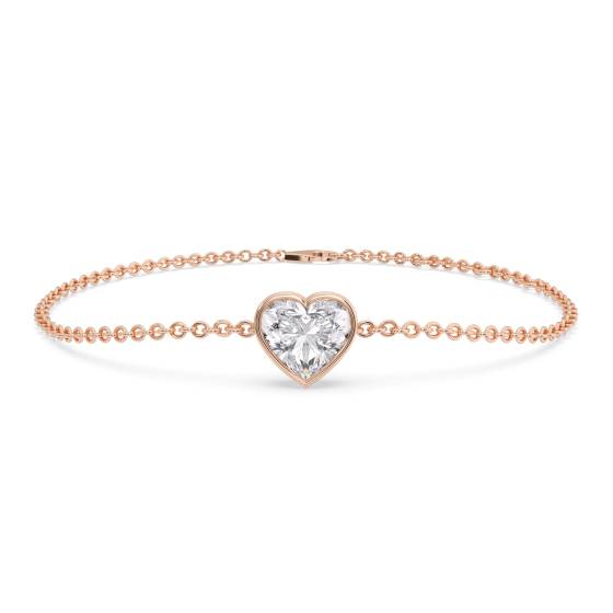 Heart Cut Diamond Bezel Set Bracelet