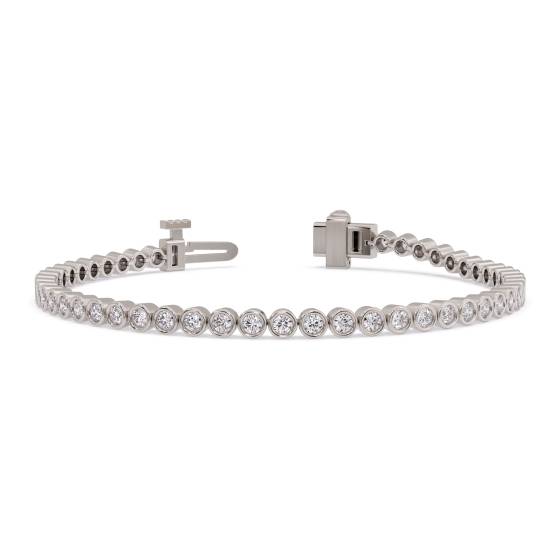 Classic Single Row Diamond Bezel Set Tennis Bracelet