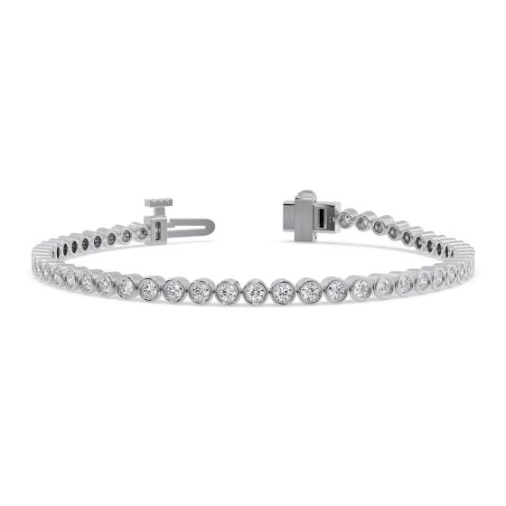 Classic Single Row Diamond Bezel Set Tennis Bracelet