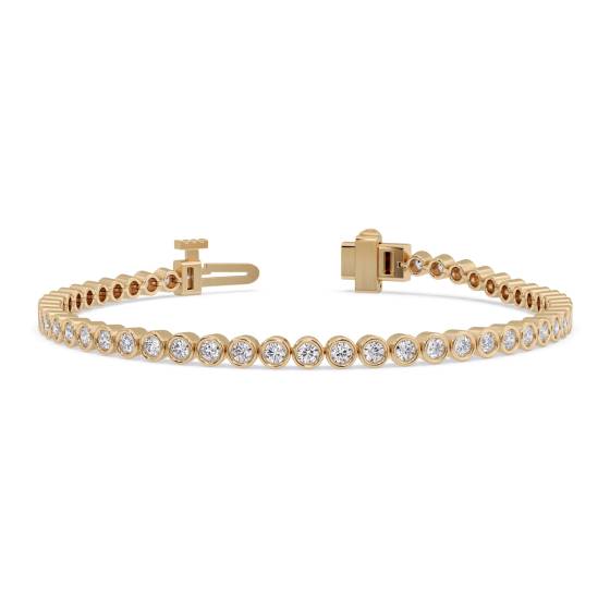Classic Single Row Diamond Bezel Set Tennis Bracelet