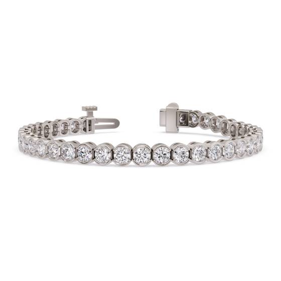 Classic Single Row Diamond Bezel Set Tennis Bracelet