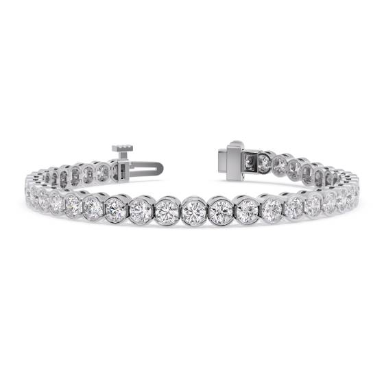 Classic Single Row Diamond Bezel Set Tennis Bracelet