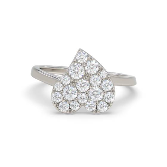 Heart Shaped Round Diamond Cluster Ring
