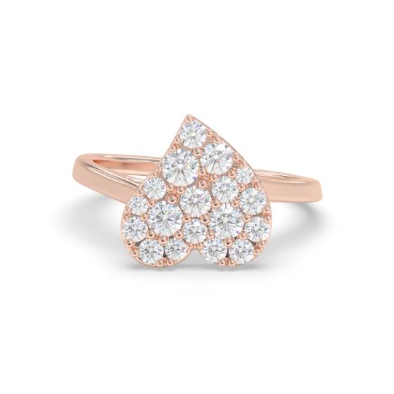 Heart Shaped Round Diamond Cluster Ring