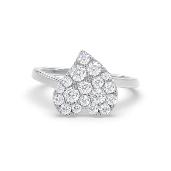 Heart Shaped Round Diamond Cluster Ring