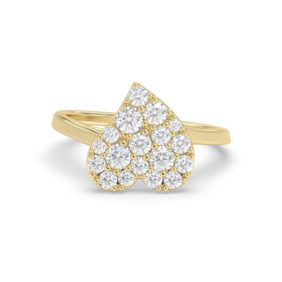 Heart Shaped Round Diamond Cluster Ring