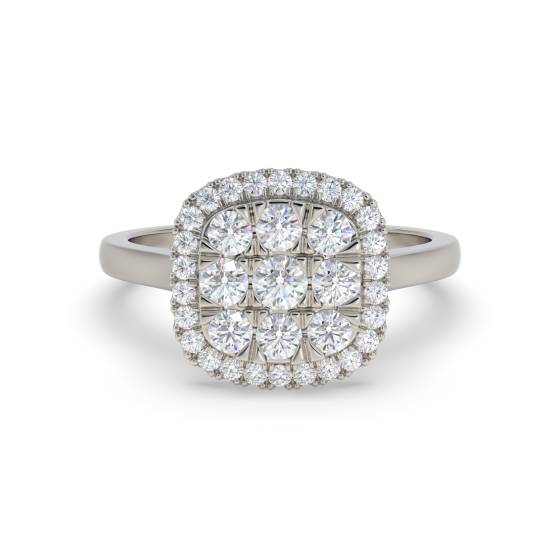 Elegant Round Diamond Halo Cluster Ring