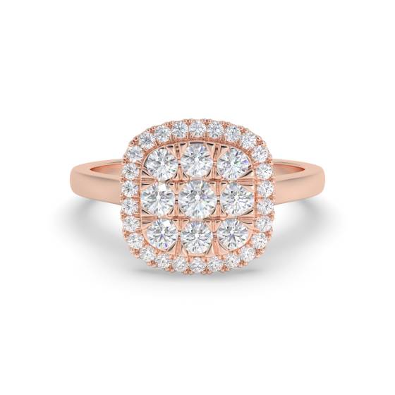 Elegant Round Diamond Halo Cluster Ring