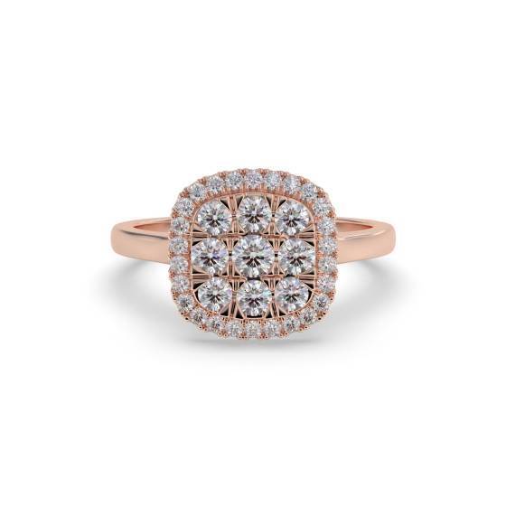 Elegant Round Diamond Halo Cluster Ring