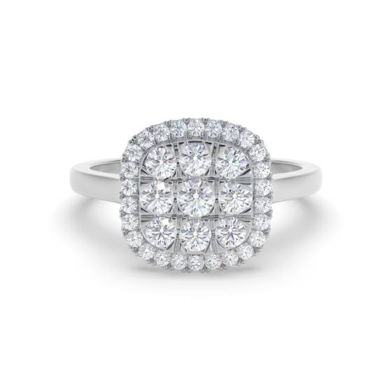 Elegant Round Diamond Halo Cluster Ring