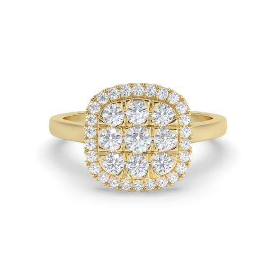 Elegant Round Diamond Halo Cluster Ring