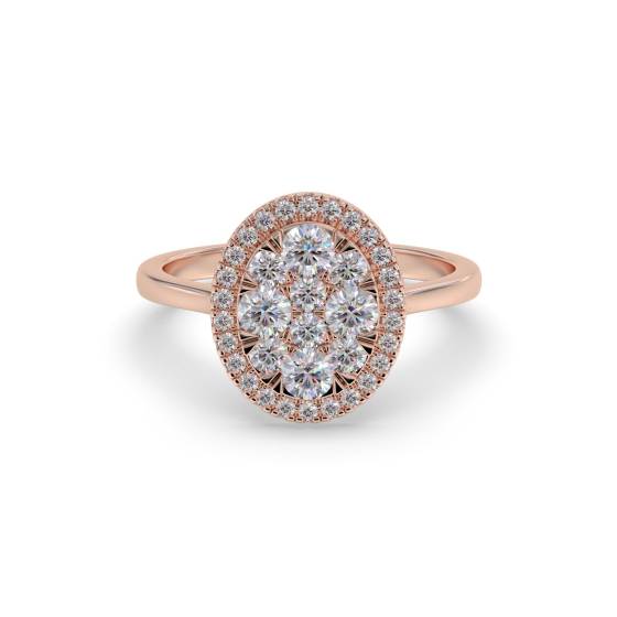 Elegant Round Diamond Halo Cluster Ring
