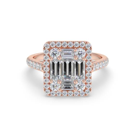 Elegant Round Diamond Halo Cluster Ring