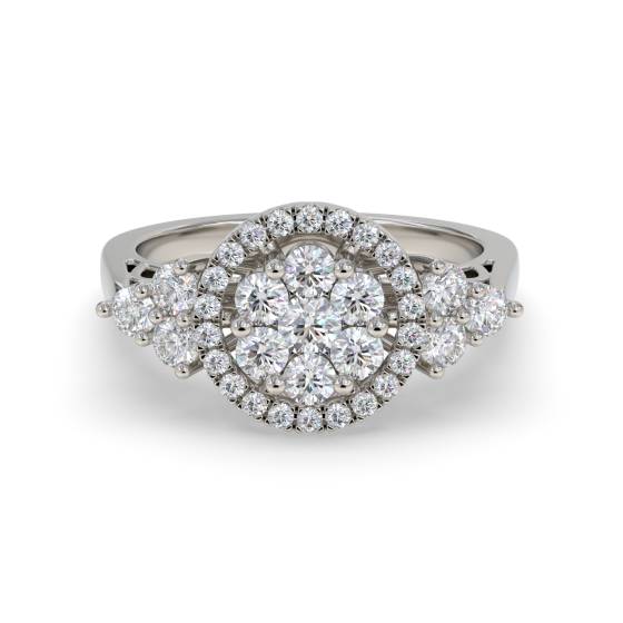Elegant Round Diamond Halo Cluster Ring