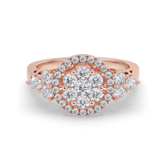 Elegant Round Diamond Halo Cluster Ring