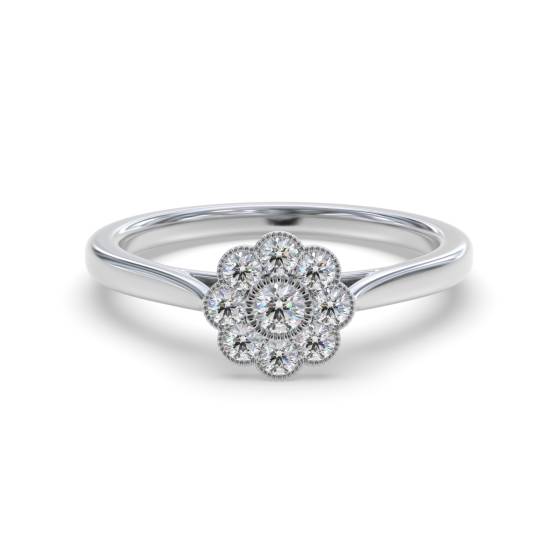 Elegant Round Diamond Halo Cluster Ring