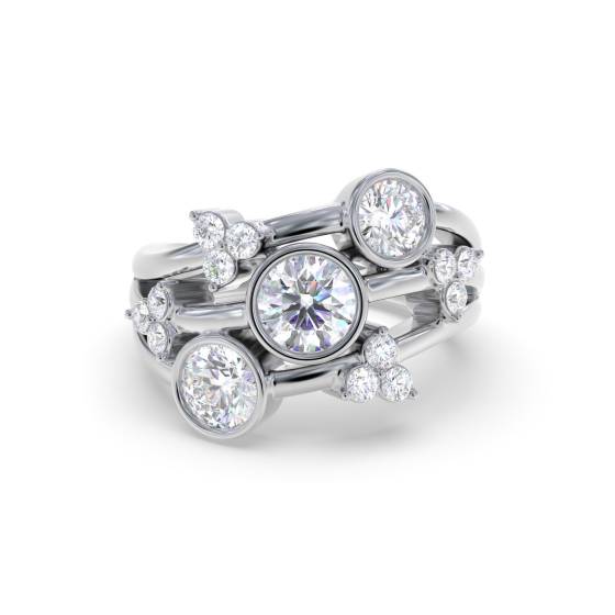 Round Diamond Bezel Set Designer Dress Ring