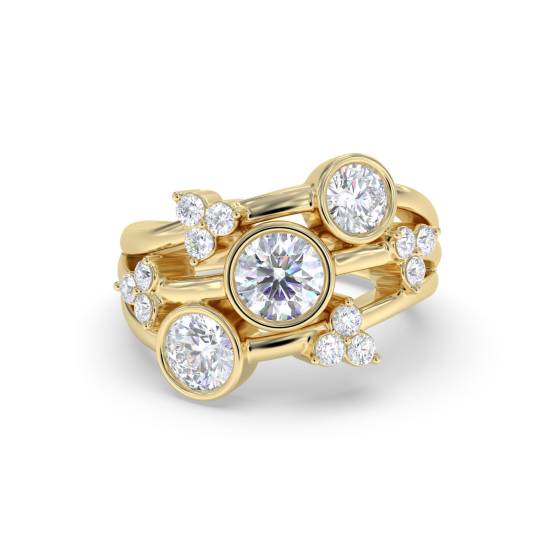 Round Diamond Bezel Set Designer Dress Ring
