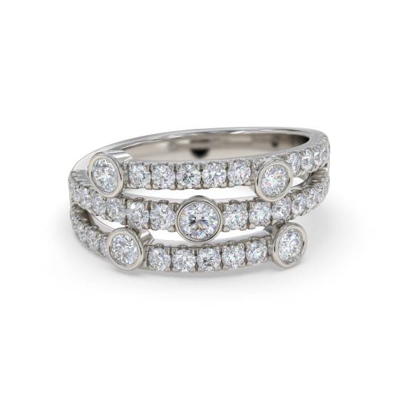 Round Diamond Bezel Set Designer Dress Ring