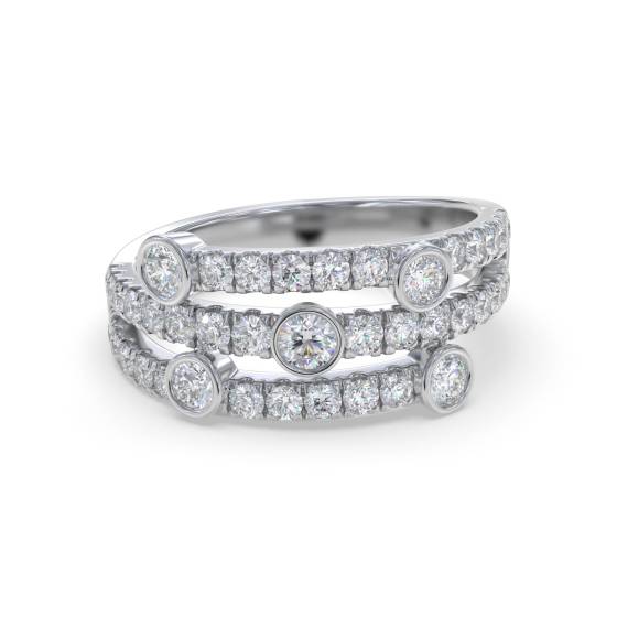 Round Diamond Bezel Set Designer Dress Ring
