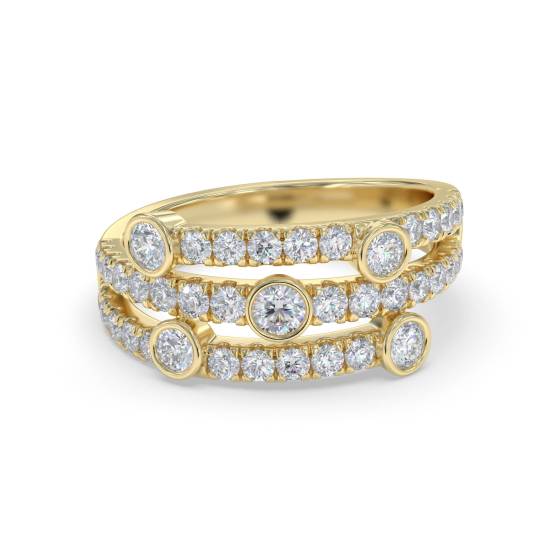 Round Diamond Bezel Set Designer Dress Ring
