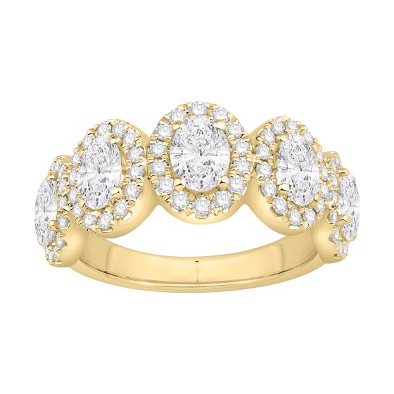 Oval Diamond Halo 5 Stone Eternity Ring