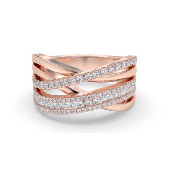 Elegant Round Diamond Cross Over Dress Ring