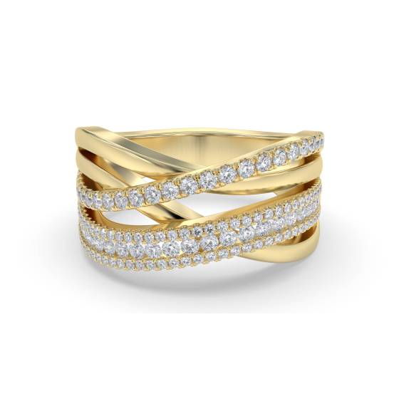 Elegant Round Diamond Cross Over Dress Ring