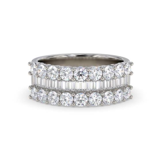 Baguette and Round Diamond Dress Ring