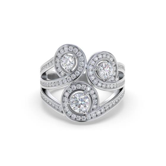 Multi Row Loop Round Diamond Dress Ring