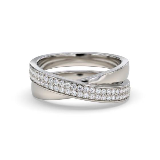 Elegant Round Diamond Cross Over Dress Ring