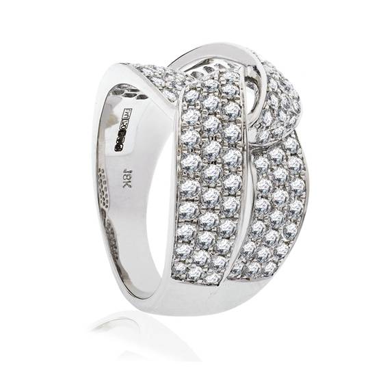 Elegant Round Diamond Cross Over Dress Ring