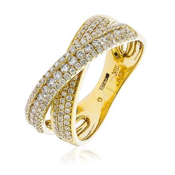 Elegant Round Diamond Cross Over Dress Ring
