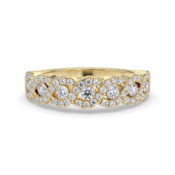 Elegant Round Diamond Cross Over Dress Ring