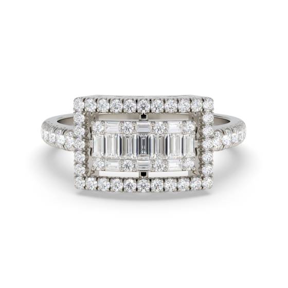 Round and Baguette Cluster Ring