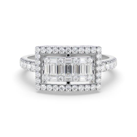 Round and Baguette Cluster Ring
