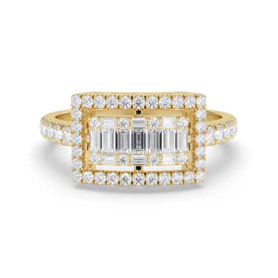 Round and Baguette Cluster Ring