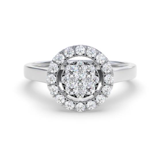 Round Diamond Cluster Halo Ring