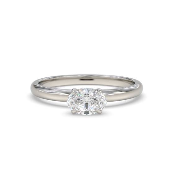 Four Claw Oval East to West Hidden Halo Shoulder Set Ring
